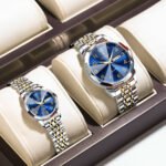 POEDAGAR 852 + 3078 Top Fashion Watches For Couple Waterproof Date Week Couple's Watches Quartz Stainless Steel Couple Watch Lovers Set+Box - Image 3