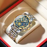 POEDAGAR 984 Fashion Business Men's Watch Luminous Waterproof Week Date Luxury Man Wristwatch Stainless Steel Quartz Watches For Men - Image 3