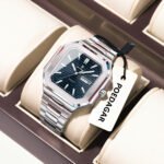 POEDAGAR 672 Classic Business Square Men's Watch Luminous Waterproof Week Date Luxury Man Wristwatch Stainless Steel Quartz Watches For Men - Image 2