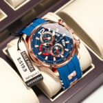 POEDAGAR 898  Luxury Military Men Watch Calendar Chronograph Waterproof Luminous Man Wristwatch Fashion Silicone Quartz Men's Watches - Image 2