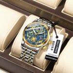 POEDAGAR 984 Fashion Business Men's Watch Luminous Waterproof Week Date Luxury Man Wristwatch Stainless Steel Quartz Watches For Men - Image 4