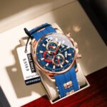 POEDAGAR 898  Luxury Military Men Watch Calendar Chronograph Waterproof Luminous Man Wristwatch Fashion Silicone Quartz Men's Watches - Image 3