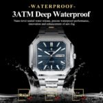 POEDAGAR 672 Classic Business Square Men's Watch Luminous Waterproof Week Date Luxury Man Wristwatch Stainless Steel Quartz Watches For Men - Image 4