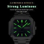 POEDAGAR 672 Classic Business Square Men's Watch Luminous Waterproof Week Date Luxury Man Wristwatch Stainless Steel Quartz Watches For Men - Image 5