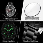 POEDAGAR 685 Top Original Watch For Men Date Waterproof Luminous Chronograph Man Clock Military Stainless Steel Men's Quartz Watches - Image 6