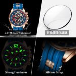 POEDAGAR 898  Luxury Military Men Watch Calendar Chronograph Waterproof Luminous Man Wristwatch Fashion Silicone Quartz Men's Watches - Image 7