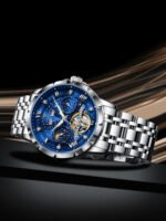 POEDAGAR 1420 Top Original Men Clock Automatic Mechanical Stainless Steel Men's Watches Calendar Hollow Tourbillon Man Watch Male - Image 8