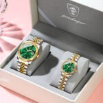 POEDAGAR 910 + 780 Top Fashion Watches For Couple Waterproof Date Week Couple's Watches Quartz Stainless Steel Couple Watch Lovers Set+Box