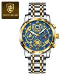 POEDAGAR 984 Fashion Business Men's Watch Luminous Waterproof Week Date Luxury Man Wristwatch Stainless Steel Quartz Watches For Men