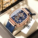 POEDAGAR 849 Square Sport Man Wristwatch Date Waterproof Luminous Chronograph Watch For Men Silicone Strap Men's Quartz Watches Male - Image 2