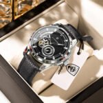 POEDAGAR 1427 High Quality Luxury Men Watch Fashion Hollow Tourbillon Man Clock Automatic Mechanical Leather Men's Watches Male Reloj - Image 2