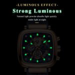 POEDAGAR 849 Square Sport Man Wristwatch Date Waterproof Luminous Chronograph Watch For Men Silicone Strap Men's Quartz Watches Male - Image 9