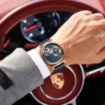 POEDAGAR 848 Fashion Man Clock Dual Time Zone Display Waterproof Date Men Watch Sports Mesh Stainless Steel Men's Quartz Watches+Box - Image 7