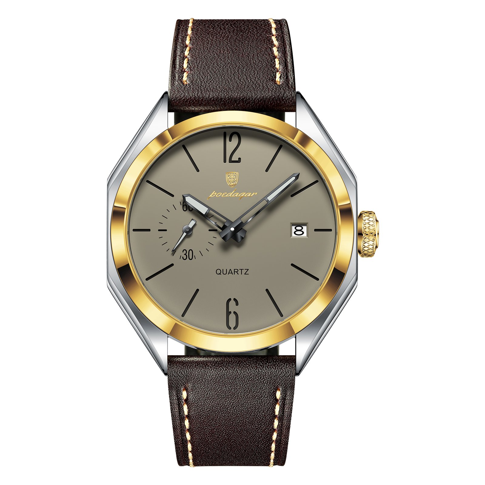 15 POEDAGAR 689 Sports Fashion Man Wristwatch Business Leather Quartz Men Watch Waterproof Luminous Date Men's Watches Male Clock Reloj - Image 1