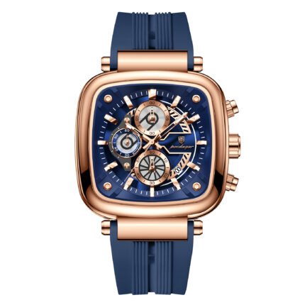 POEDAGAR 849 Square Sport Man Wristwatch Date Waterproof Luminous Chronograph Watch For Men Silicone Strap Men's Quartz Watches Male