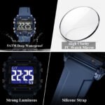 POEDAGAR E123 Top Fashion Sports Men Watch Waterproof Week Date Alarm Man Wristwatch Silicone Strap LED Electronic Men's Watches Male - Image 7