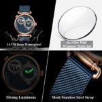 POEDAGAR 848 Fashion Man Clock Dual Time Zone Display Waterproof Date Men Watch Sports Mesh Stainless Steel Men's Quartz Watches+Box - Image 9